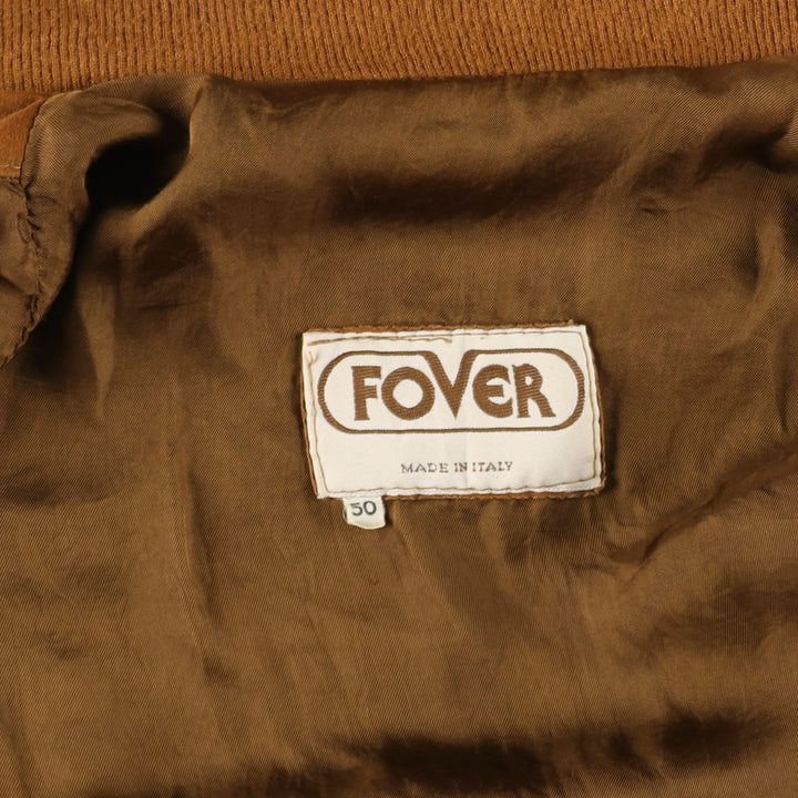 FOVER Balster Jacket, Suede Leather Blouson, Made in Italy, Men's Size L, Vintage unclear brown type Vintage Second Hand