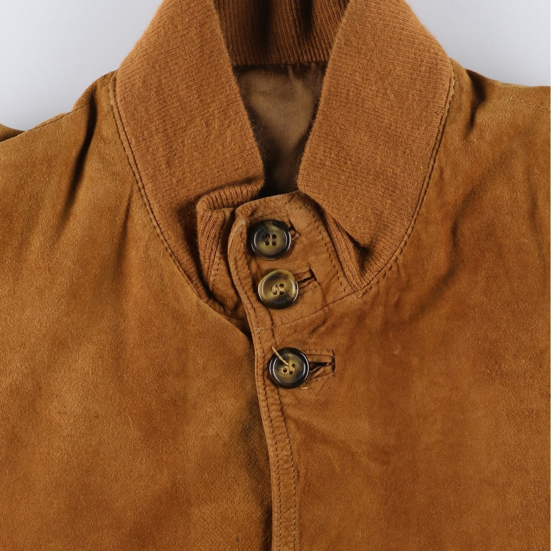 FOVER Balster Jacket, Suede Leather Blouson, Made in Italy, Men's Size L, Vintage unclear brown type Vintage Second Hand
