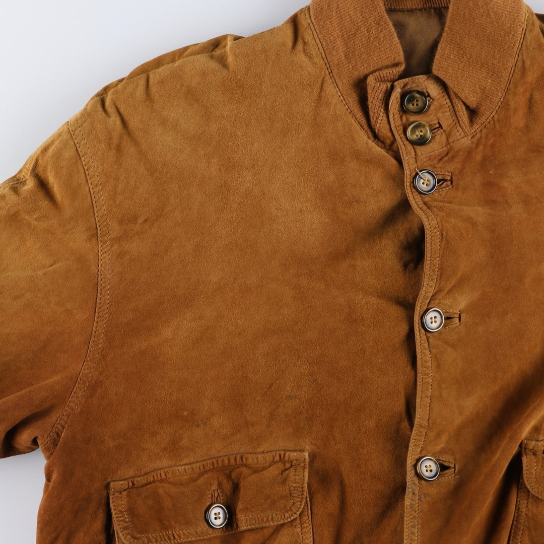 FOVER Balster Jacket, Suede Leather Blouson, Made in Italy, Men's Size L, Vintage unclear brown type Vintage Second Hand