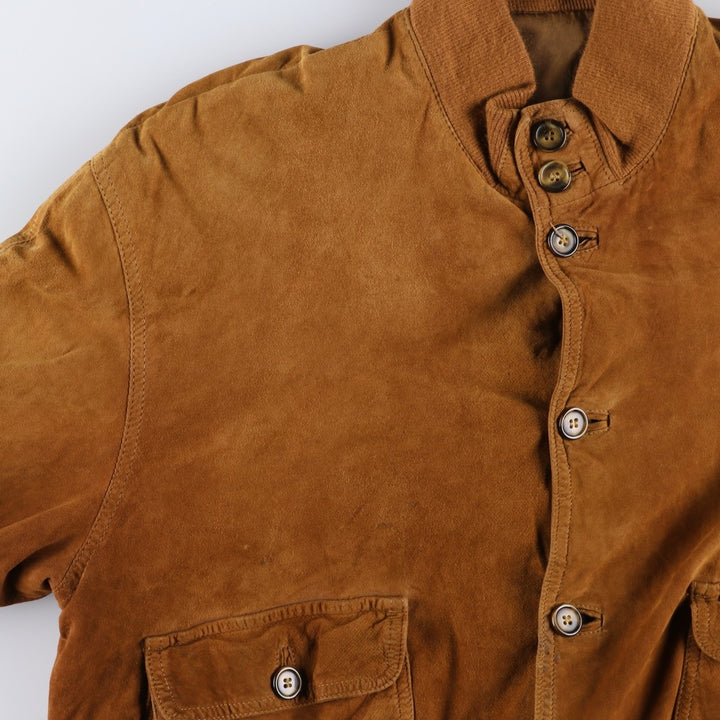 FOVER Balster Jacket, Suede Leather Blouson, Made in Italy, Men's Size L, Vintage unclear brown type Vintage Second Hand
