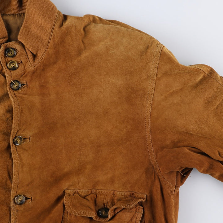 FOVER Balster Jacket, Suede Leather Blouson, Made in Italy, Men's Size L, Vintage unclear brown type Vintage Second Hand