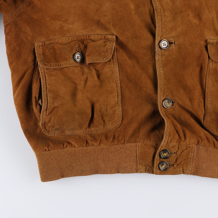 FOVER Balster Jacket, Suede Leather Blouson, Made in Italy, Men's Size L, Vintage unclear brown type Vintage Second Hand