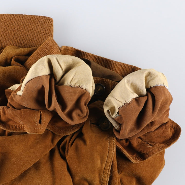 FOVER Balster Jacket, Suede Leather Blouson, Made in Italy, Men's Size L, Vintage unclear brown type Vintage Second Hand