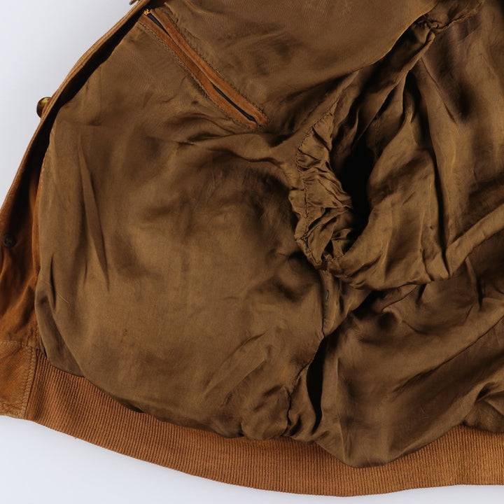 FOVER Balster Jacket, Suede Leather Blouson, Made in Italy, Men's Size L, Vintage unclear brown type Vintage Second Hand
