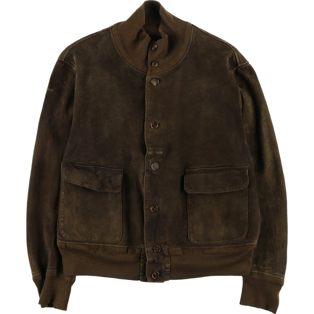 Vintage RUPP AND TAURECK LODEN-FREY suede leather blouson/balster jacket, men's size M Genuine Leather Suede Leather brown type Vintage Second Hand