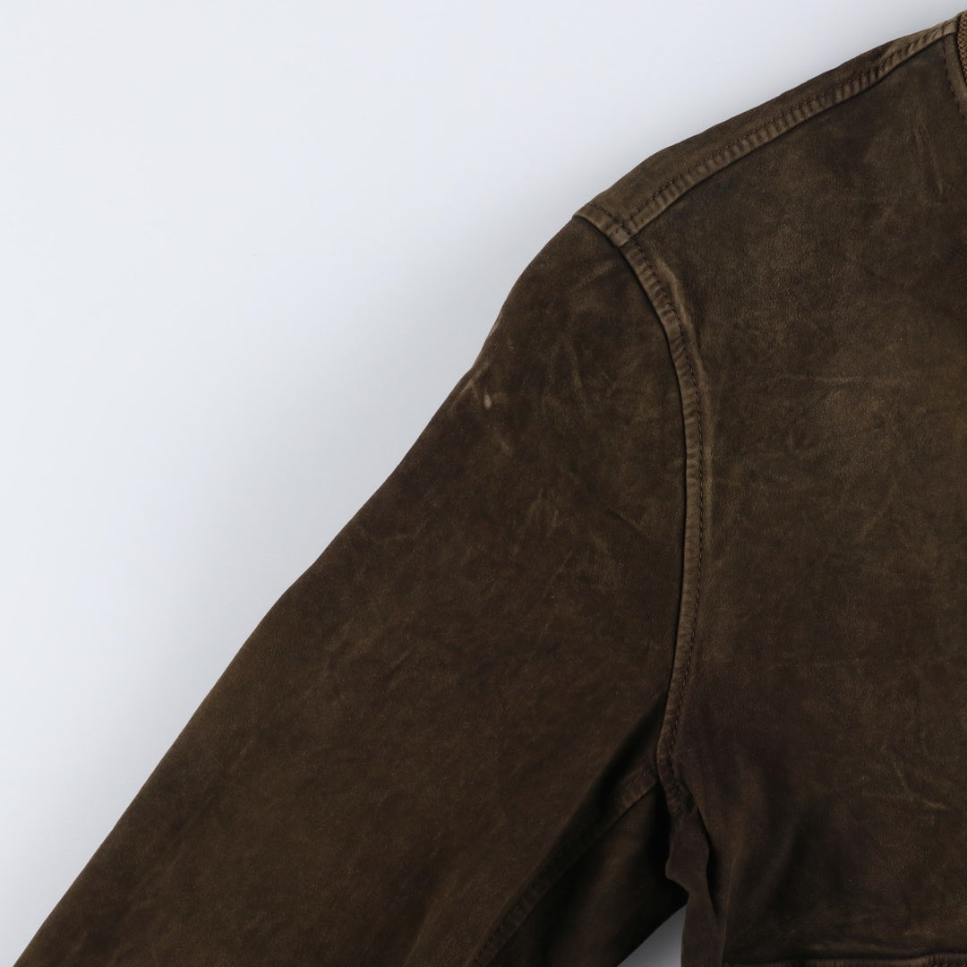 Vintage RUPP AND TAURECK LODEN-FREY suede leather blouson/balster jacket, men's size M Genuine Leather Suede Leather brown type Vintage Second Hand