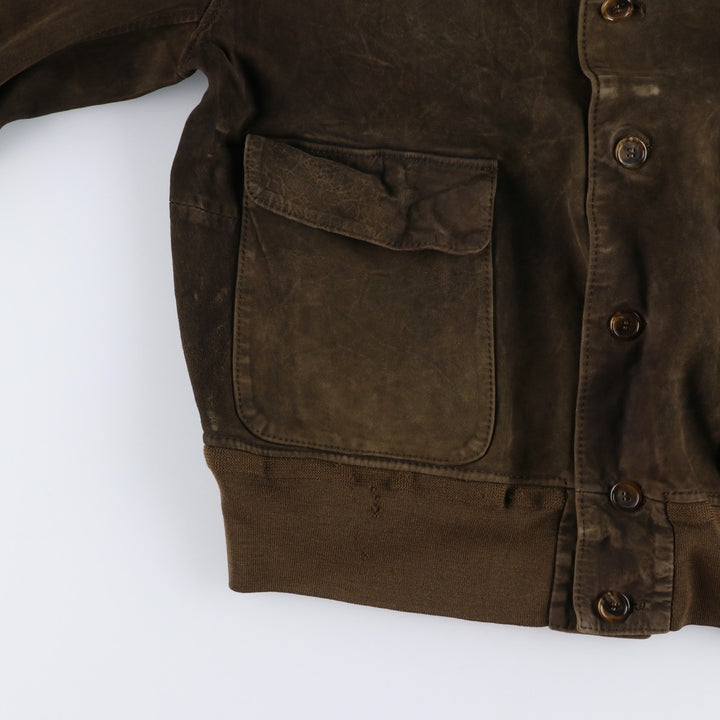 Vintage RUPP AND TAURECK LODEN-FREY suede leather blouson/balster jacket, men's size M Genuine Leather Suede Leather brown type Vintage Second Hand