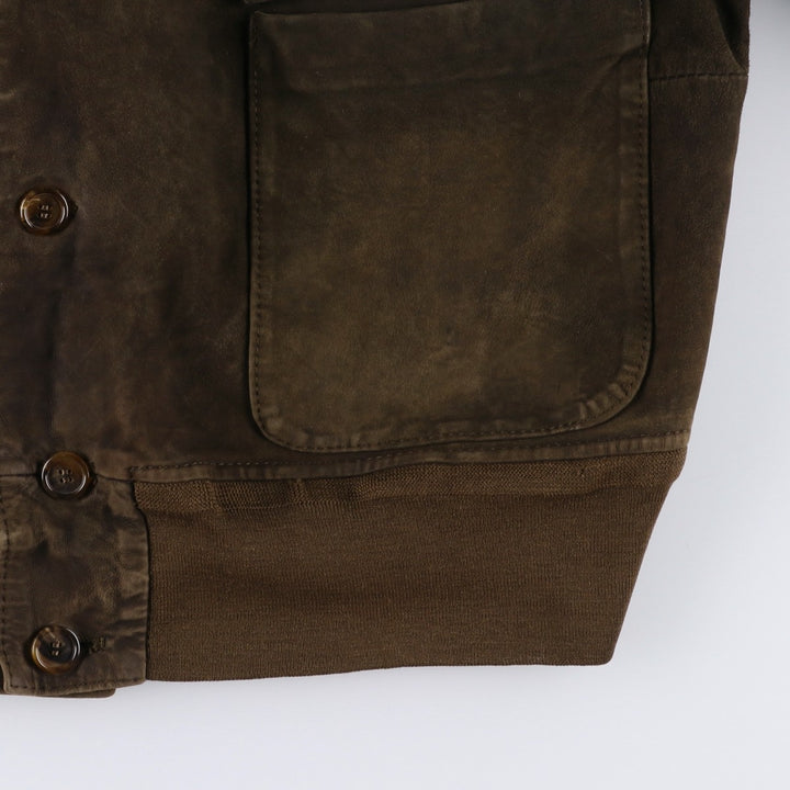 Vintage RUPP AND TAURECK LODEN-FREY suede leather blouson/balster jacket, men's size M Genuine Leather Suede Leather brown type Vintage Second Hand