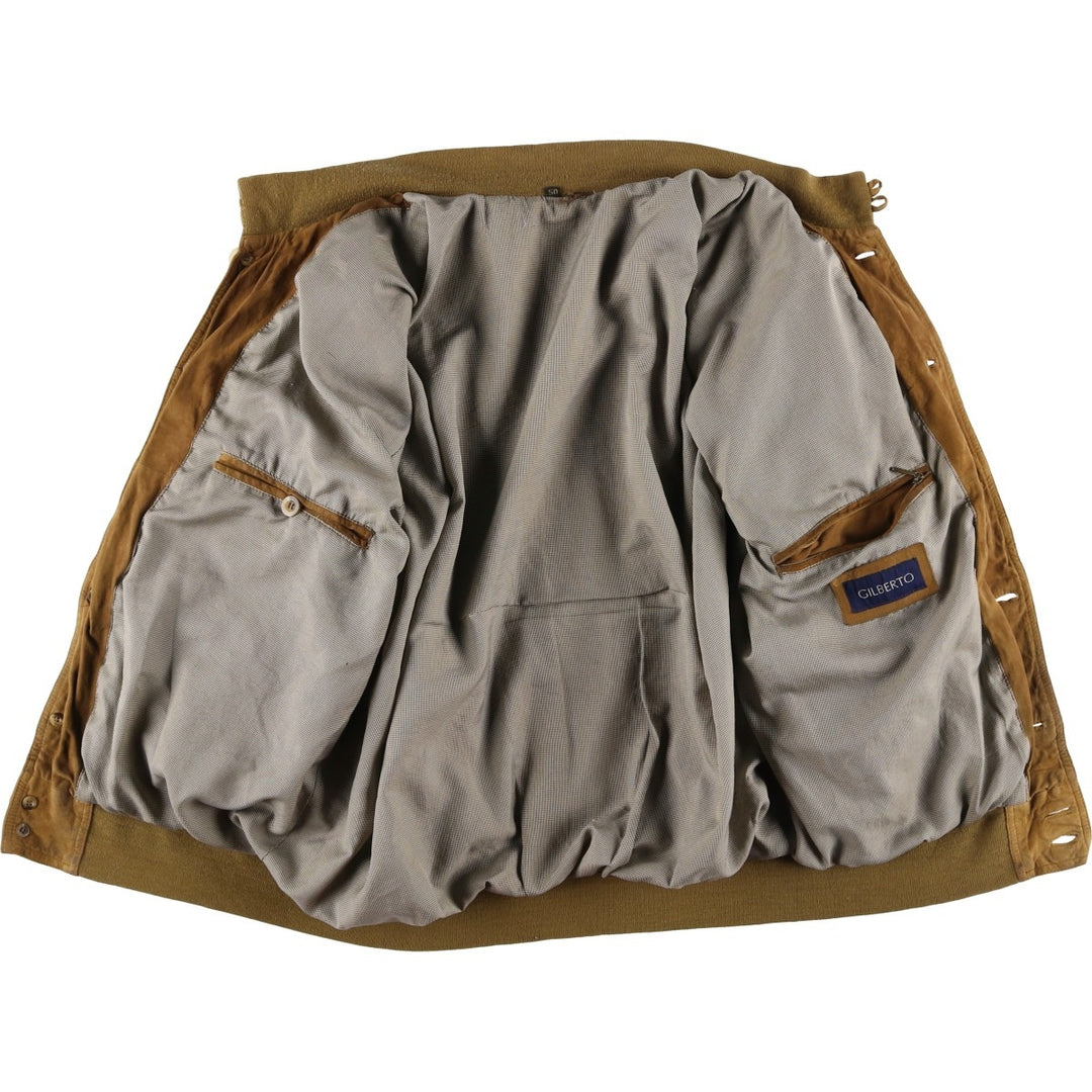 Vintage GILBERTO Balster Jacket, Suede Leather Blouson, Men's Size M Genuine Leather Suede Leather brown type Vintage Second Hand