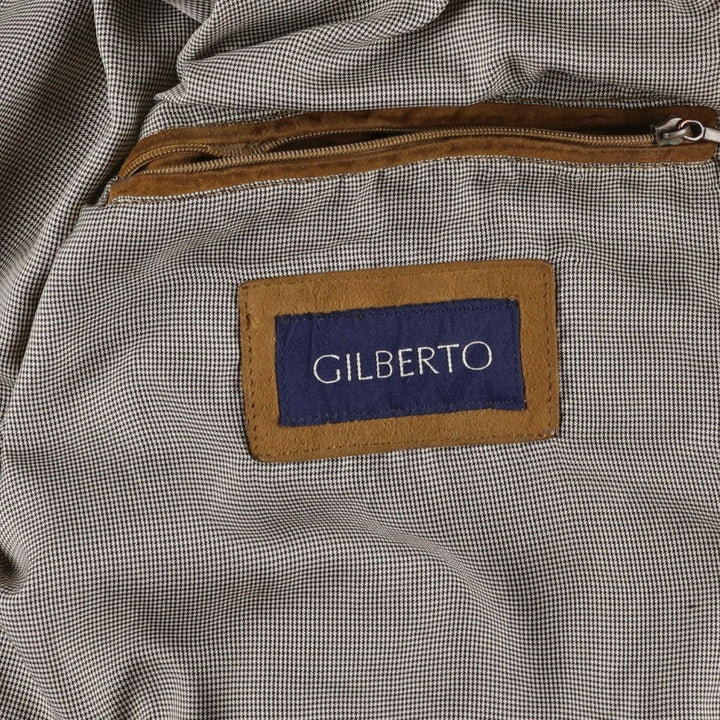 Vintage GILBERTO Balster Jacket, Suede Leather Blouson, Men's Size M Genuine Leather Suede Leather brown type Vintage Second Hand