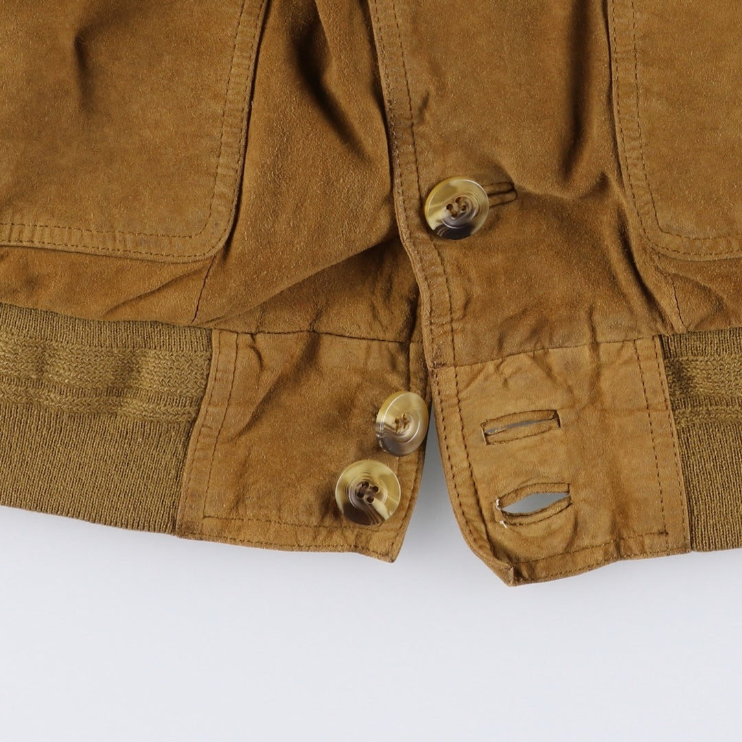 Vintage GILBERTO Balster Jacket, Suede Leather Blouson, Men's Size M Genuine Leather Suede Leather brown type Vintage Second Hand