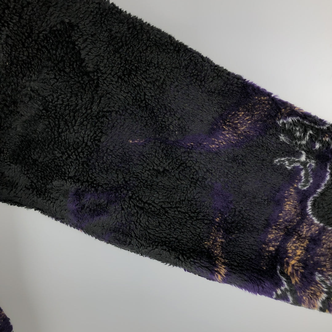 Vintage 90'S MAZMANIA all-over reindeer pattern fleece jacket, made in the USA, size L, men's acrylic black type Vintage Second Hand