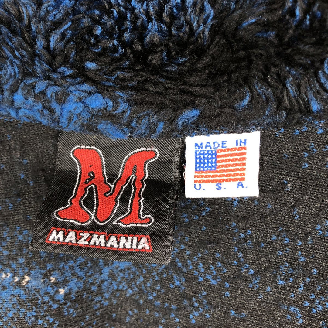 Vintage 90'S MAZMANIA all-over print fleece jacket, made in the USA, size L, men's unclear black type Vintage Second Hand