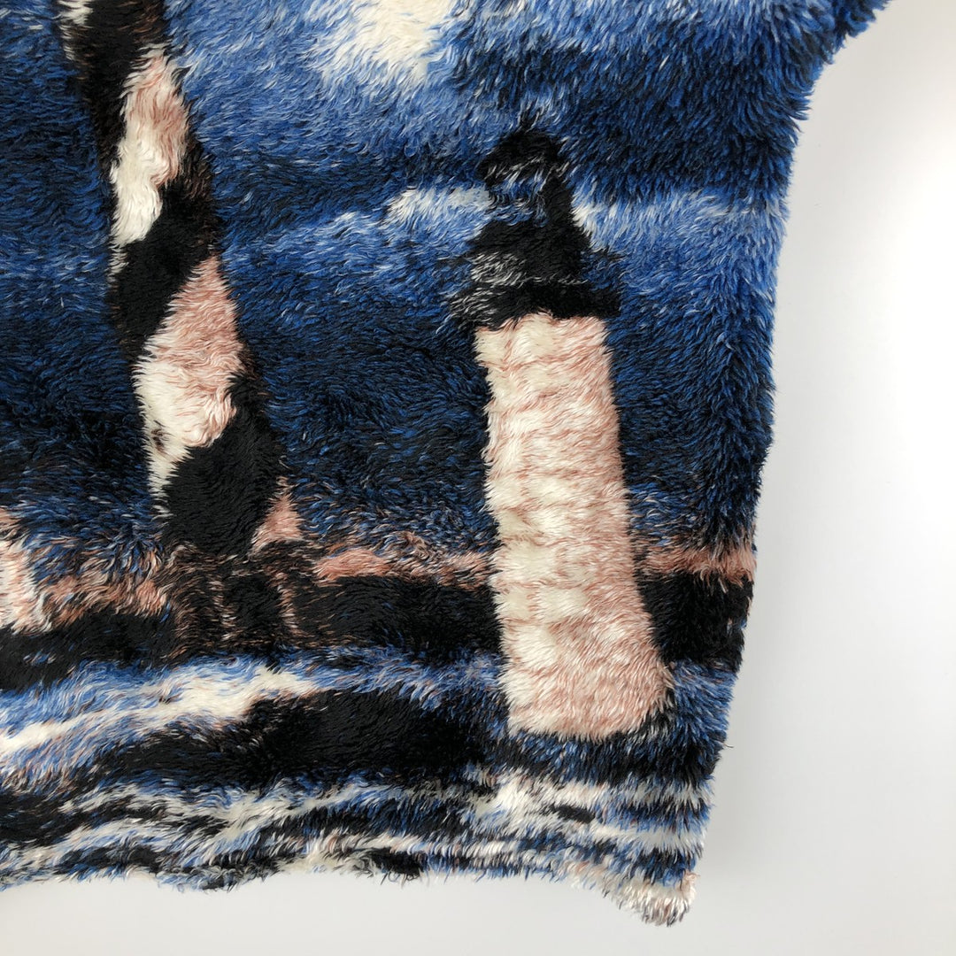 Vintage 90'S MAZMANIA all-over print fleece jacket, made in the USA, size L, men's unclear black type Vintage Second Hand