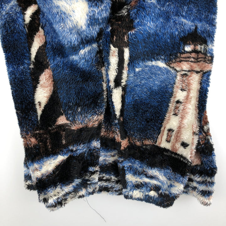 Vintage 90'S MAZMANIA all-over print fleece jacket, made in the USA, size L, men's unclear black type Vintage Second Hand