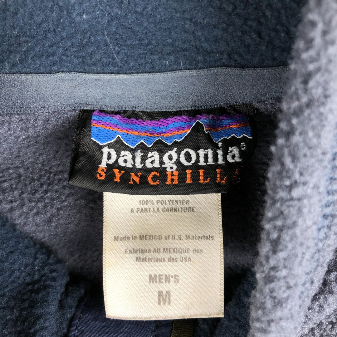 2000'S Patagonia Synchilla Half-Zip Fleece Pullover (25736F7), Men's Size Medium polyester Blue type light blue Vintage Second Hand