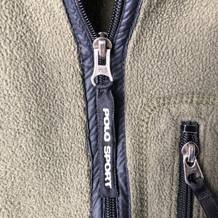 90'S Ralph Lauren POLO SPORT half-zip fleece pullover, made in the USA, men's size L polyester Khaki type Vintage Second Hand