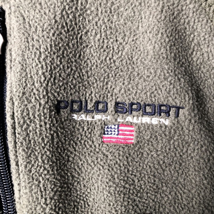 90'S Ralph Lauren POLO SPORT half-zip fleece pullover, made in the USA, men's size L polyester Khaki type Vintage Second Hand