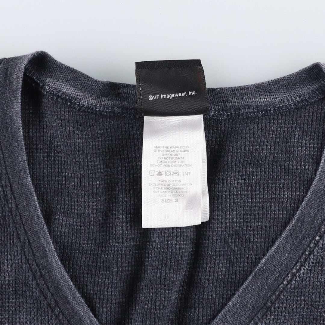 Harley-Davidson Skull Pattern Tribal V-Neck Thermal Long T-Shirt, Waffle, Men's Size Small cotton Charcoal Vintage Second Hand