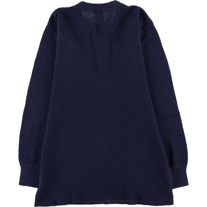 Vintage 80s-90'S J.E. Morgan Henley-neck thermal long T-shirt, women's size S unclear navy blue type Vintage Second Hand