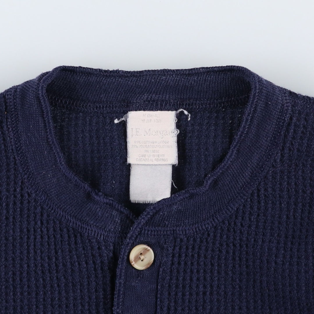 Vintage 80s-90'S J.E. Morgan Henley-neck thermal long T-shirt, women's size S unclear navy blue type Vintage Second Hand