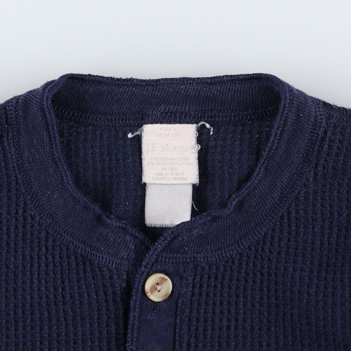 Vintage 80s-90'S J.E. Morgan Henley-neck thermal long T-shirt, women's size S unclear navy blue type Vintage Second Hand