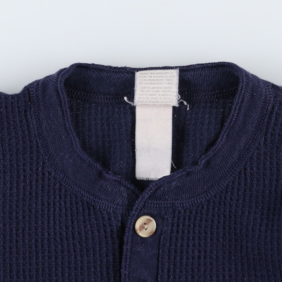 Vintage 80s-90'S J.E. Morgan Henley-neck thermal long T-shirt, women's size S unclear navy blue type Vintage Second Hand