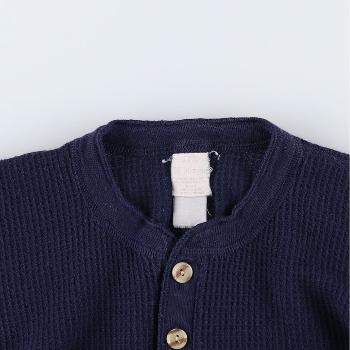 Vintage 80s-90'S J.E. Morgan Henley-neck thermal long T-shirt, women's size S unclear navy blue type Vintage Second Hand