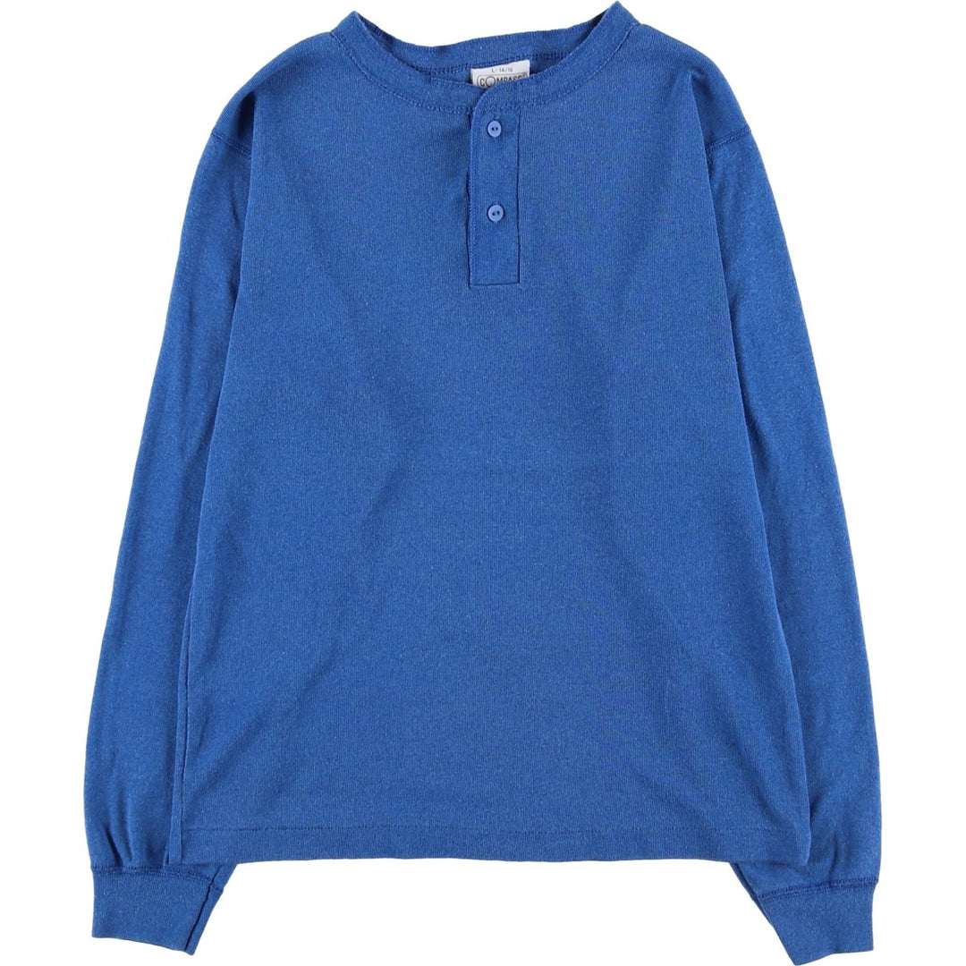 Vintage 1990'S SIGNAL Henley-neck thermal long T-shirt, Made in USA, Women's Size L polyester blue type Vintage Second Hand