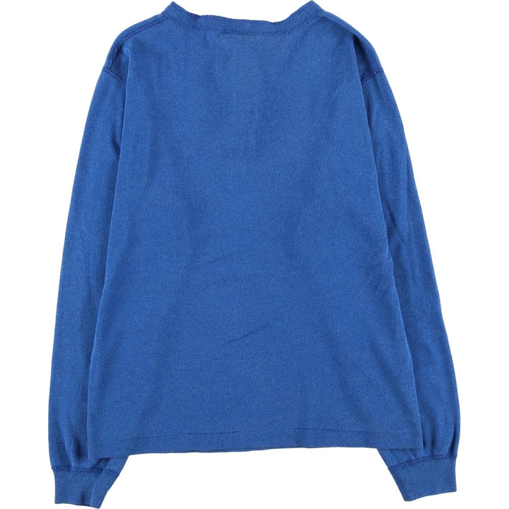 Vintage 1990'S SIGNAL Henley-neck thermal long T-shirt, Made in USA, Women's Size L polyester blue type Vintage Second Hand