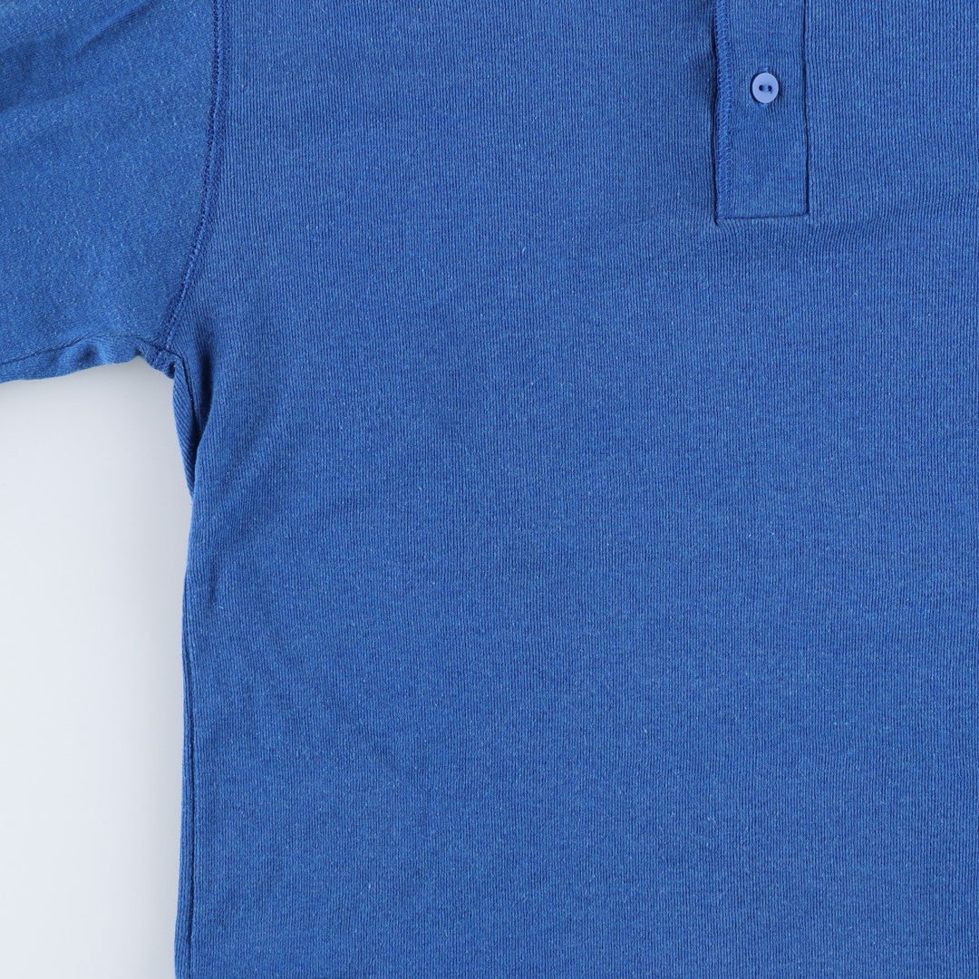 Vintage 1990'S SIGNAL Henley-neck thermal long T-shirt, Made in USA, Women's Size L polyester blue type Vintage Second Hand