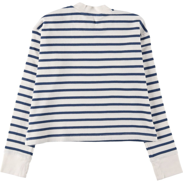 Ralph Lauren POLO RALPH LAUREN Striped Pattern Thermal Long T-Shirt, Waffle, Women's Size L cotton blue type Vintage Second Hand