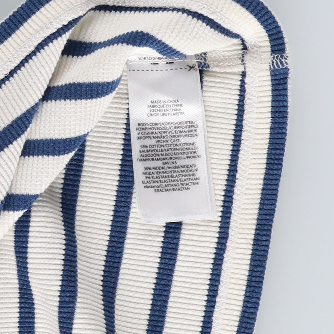 Ralph Lauren POLO RALPH LAUREN Striped Pattern Thermal Long T-Shirt, Waffle, Women's Size L cotton blue type Vintage Second Hand