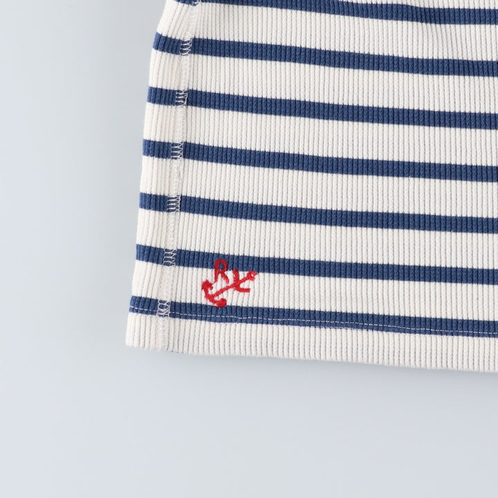 Ralph Lauren POLO RALPH LAUREN Striped Pattern Thermal Long T-Shirt, Waffle, Women's Size L cotton blue type Vintage Second Hand