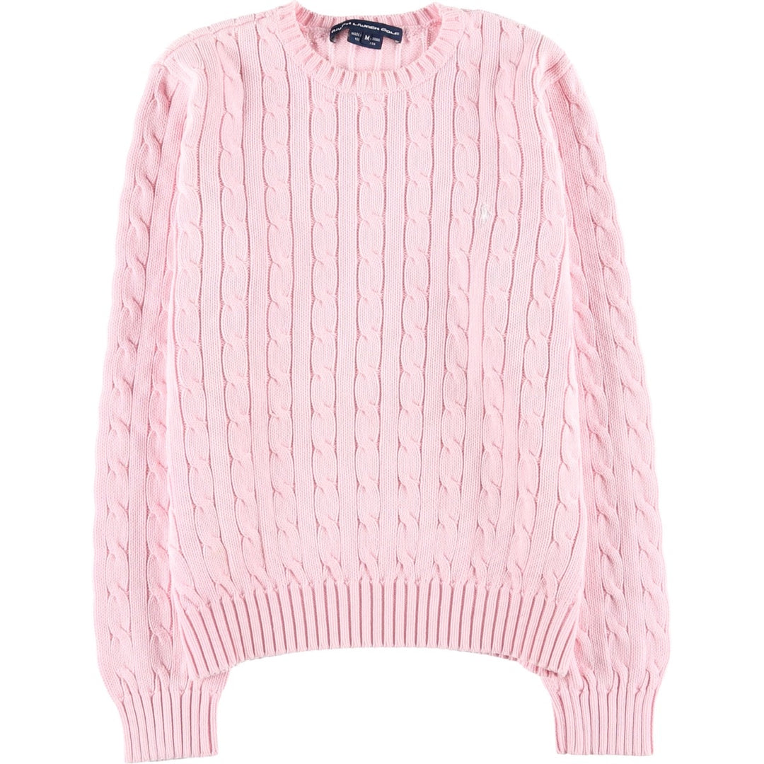 Ralph Lauren RALPH LAUREN SPORT Cable Knit Cotton Knit Sweater Women's M cotton pink type Vintage Second Hand