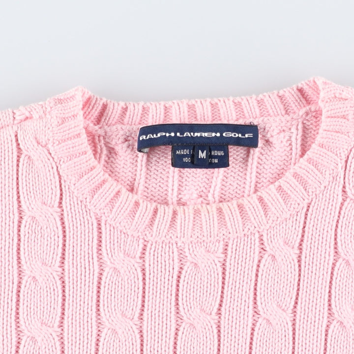 Ralph Lauren RALPH LAUREN SPORT Cable Knit Cotton Knit Sweater Women's M cotton pink type Vintage Second Hand