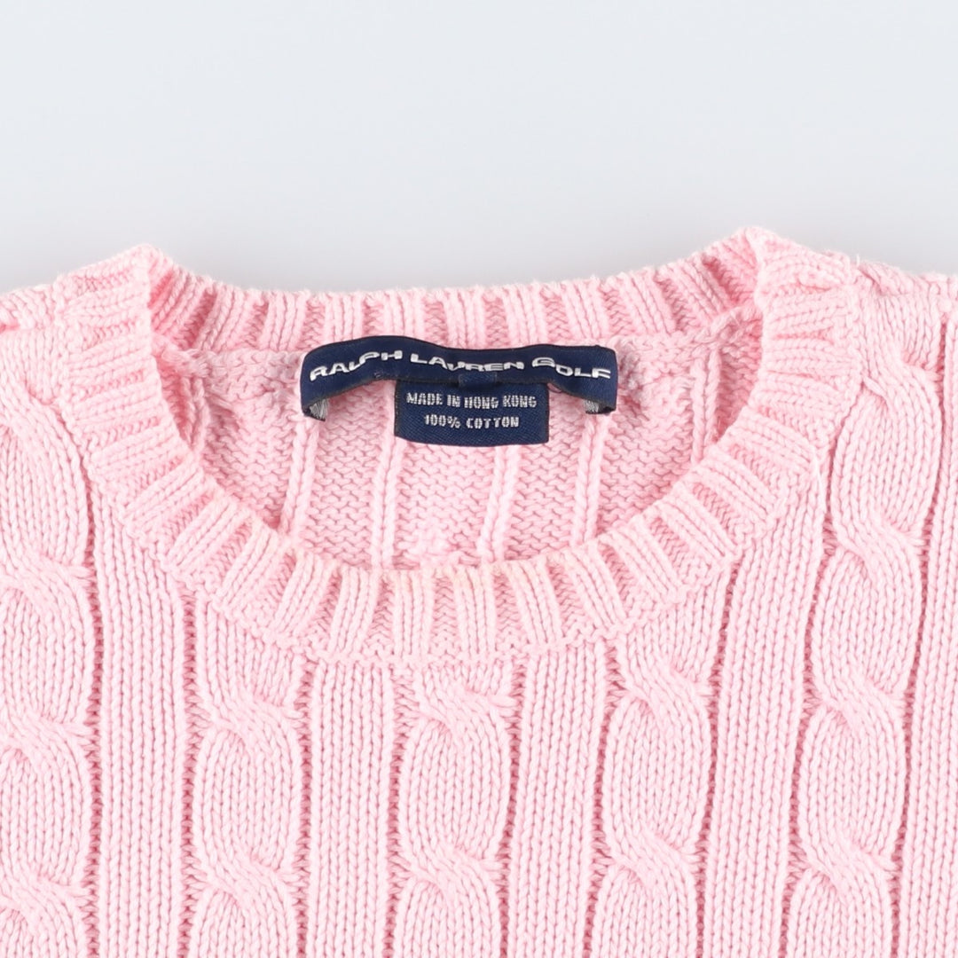 Ralph Lauren RALPH LAUREN SPORT Cable Knit Cotton Knit Sweater Women's M cotton pink type Vintage Second Hand