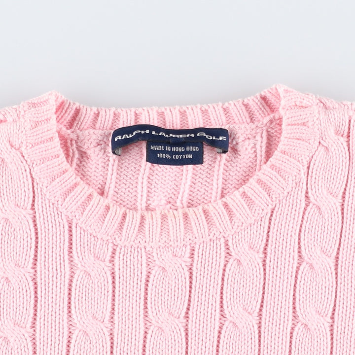 Ralph Lauren RALPH LAUREN SPORT Cable Knit Cotton Knit Sweater Women's M cotton pink type Vintage Second Hand