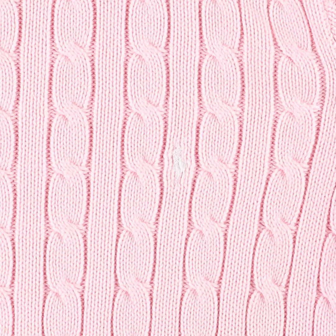 Ralph Lauren RALPH LAUREN SPORT Cable Knit Cotton Knit Sweater Women's M cotton pink type Vintage Second Hand