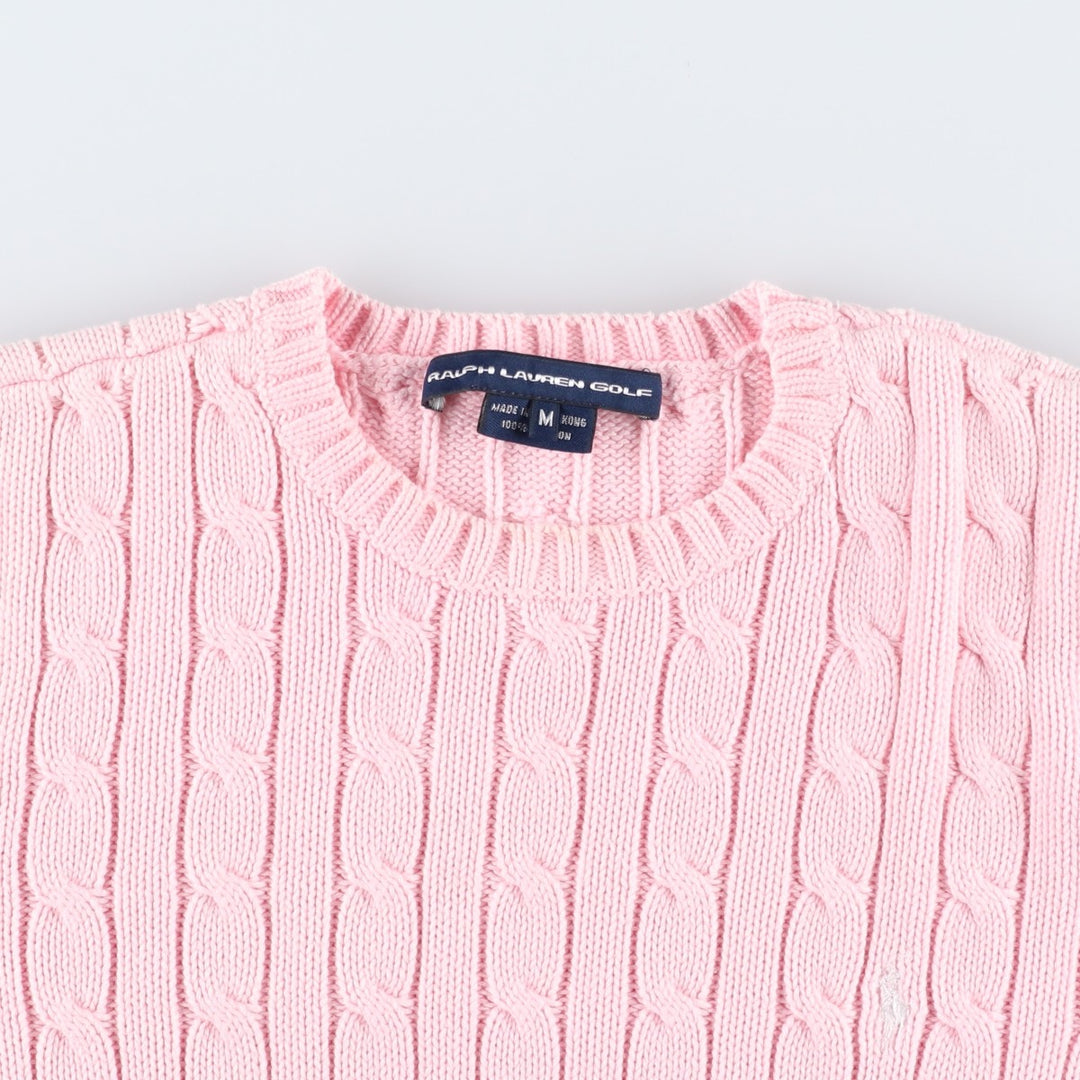 Ralph Lauren RALPH LAUREN SPORT Cable Knit Cotton Knit Sweater Women's M cotton pink type Vintage Second Hand