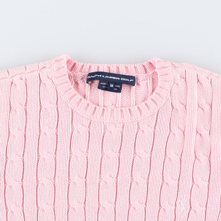 Ralph Lauren RALPH LAUREN SPORT Cable Knit Cotton Knit Sweater Women's M cotton pink type Vintage Second Hand