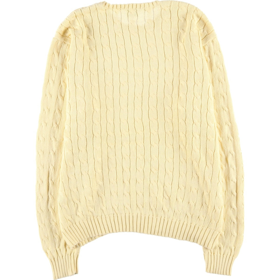 Ralph Lauren RALPH LAUREN SPORT cable knit cotton sweater, women's size XL cotton lemon yellow Vintage Second Hand