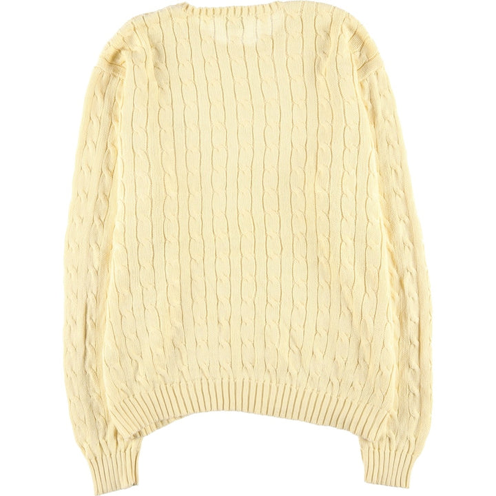 Ralph Lauren RALPH LAUREN SPORT cable knit cotton sweater, women's size XL cotton lemon yellow Vintage Second Hand
