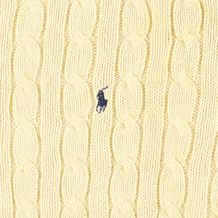 Ralph Lauren RALPH LAUREN SPORT cable knit cotton sweater, women's size XL cotton lemon yellow Vintage Second Hand
