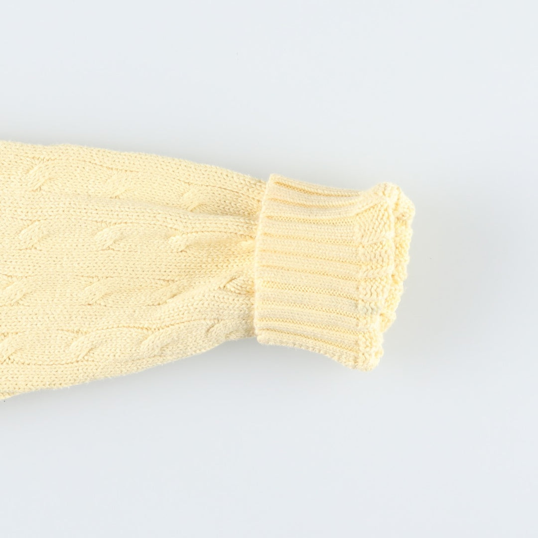 Ralph Lauren RALPH LAUREN SPORT cable knit cotton sweater, women's size XL cotton lemon yellow Vintage Second Hand