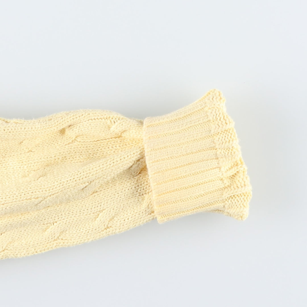 Ralph Lauren RALPH LAUREN SPORT cable knit cotton sweater, women's size XL cotton lemon yellow Vintage Second Hand