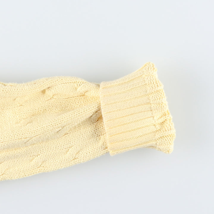 Ralph Lauren RALPH LAUREN SPORT cable knit cotton sweater, women's size XL cotton lemon yellow Vintage Second Hand