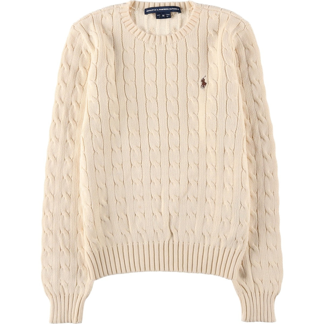 Ralph Lauren RALPH LAUREN SPORT Cable Knit Cotton Knit Sweater Women's M cotton ivory Vintage Second Hand