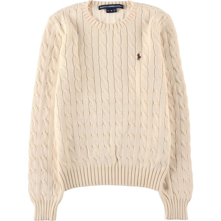 Ralph Lauren RALPH LAUREN SPORT Cable Knit Cotton Knit Sweater Women's M cotton ivory Vintage Second Hand