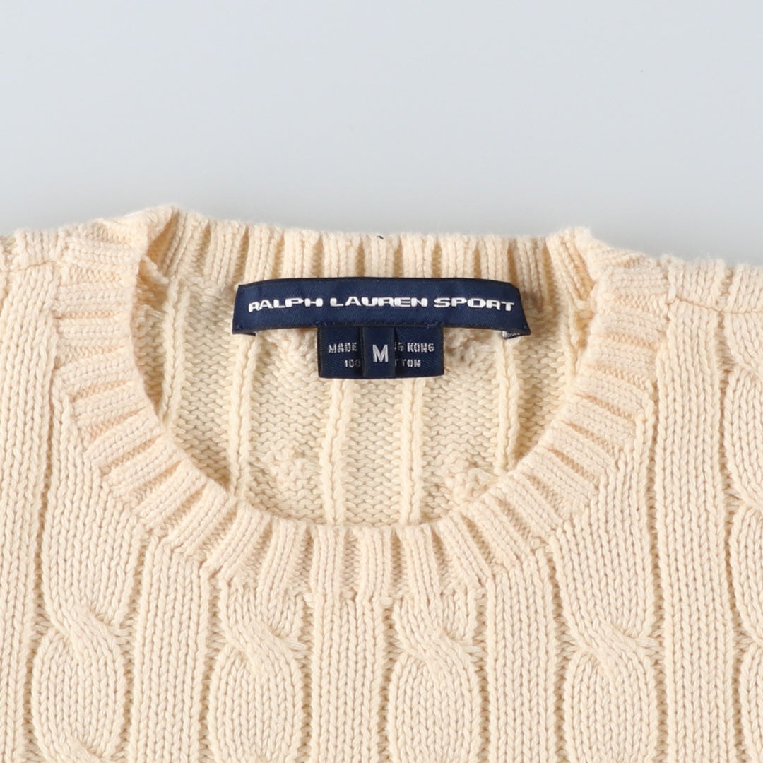 Ralph Lauren RALPH LAUREN SPORT Cable Knit Cotton Knit Sweater Women's M cotton ivory Vintage Second Hand